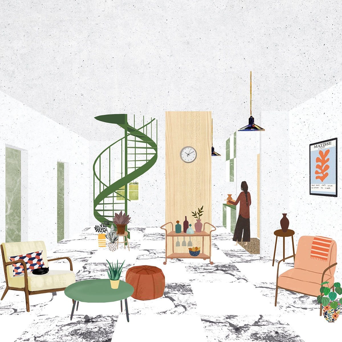 intérieur de la surélévation d'une longère rénovée