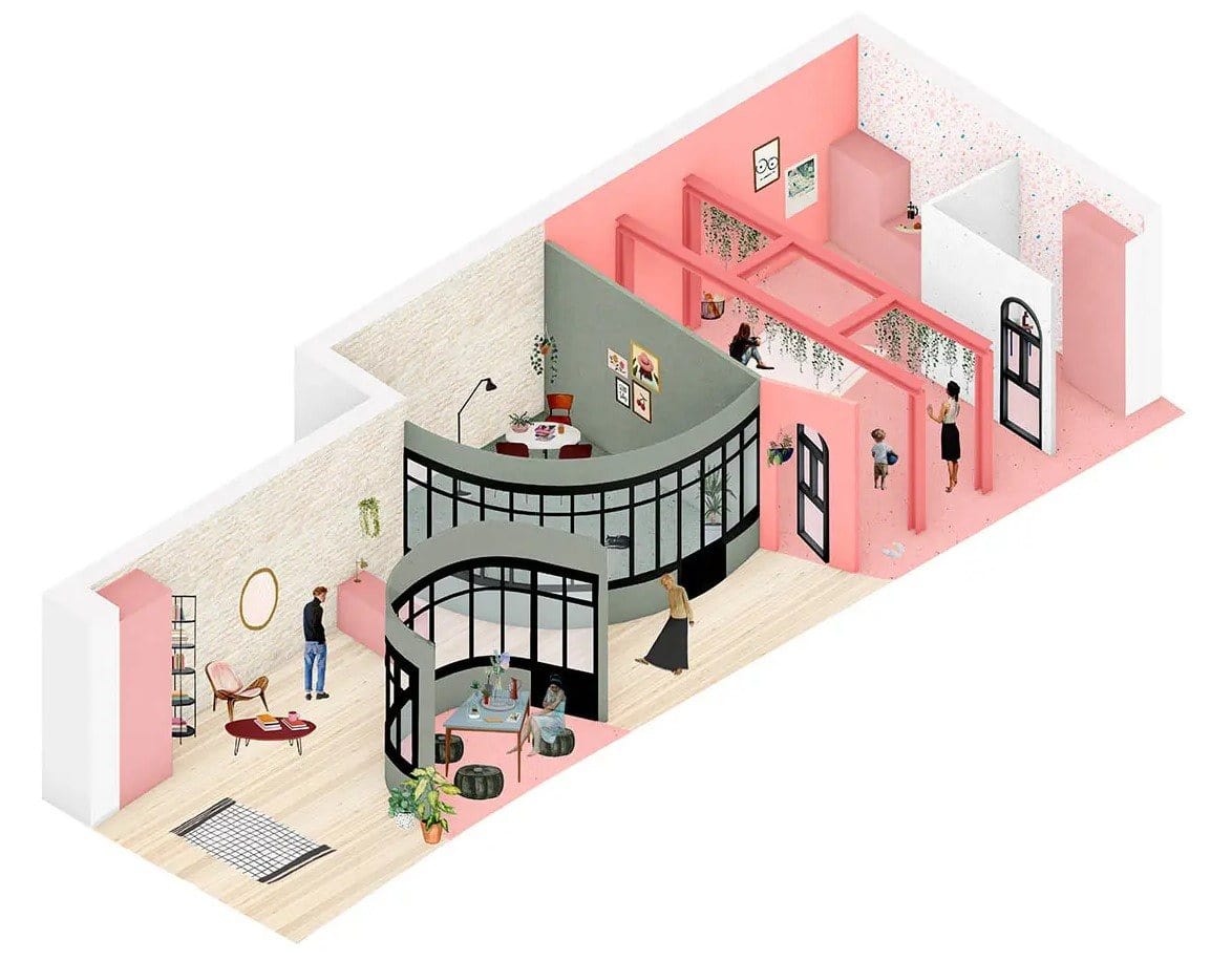 axonometrie amenagement centre de bien etre bordeaux
