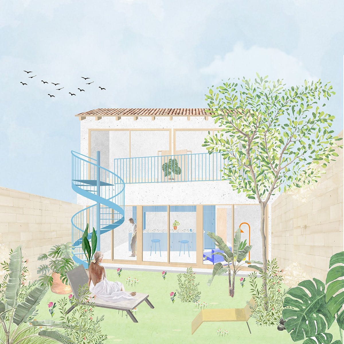 Extension contemporaine d’une échoppe bordelaise ouverte sur son jardin